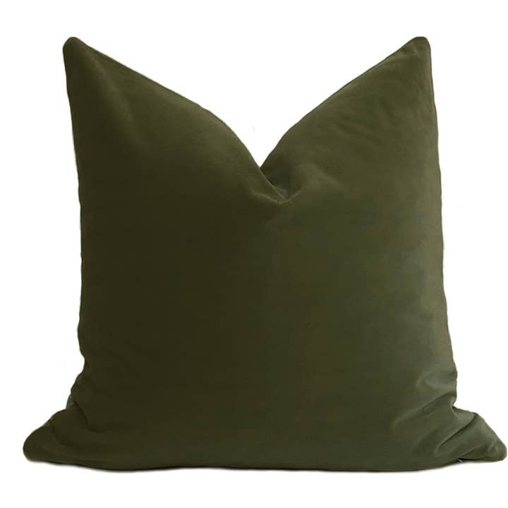 Plush Velvet Pillow Cover - Olive (20x20 or 12x20)