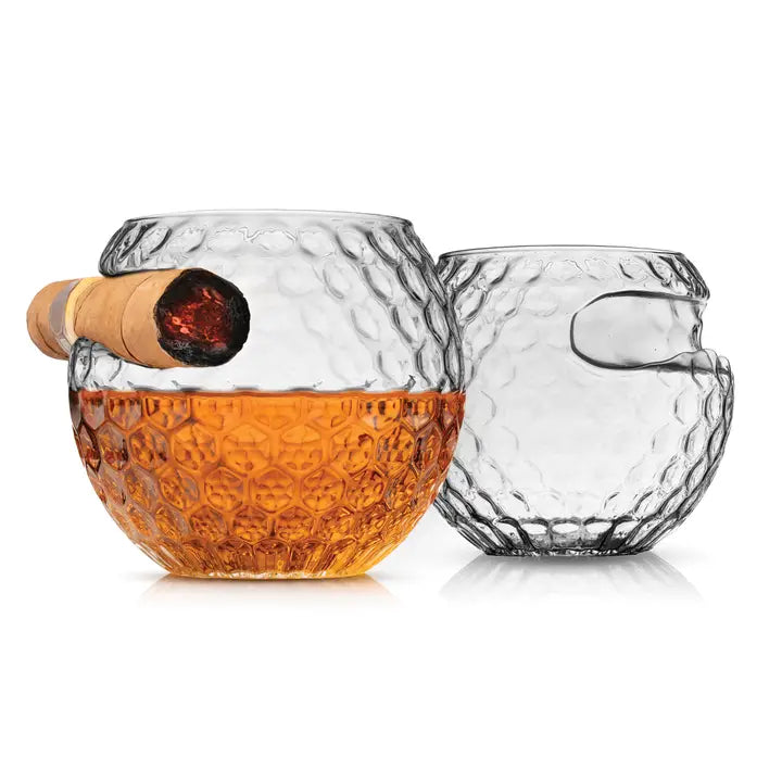Set of 2 Golf Ball Cigar Glasses – 12.5 oz