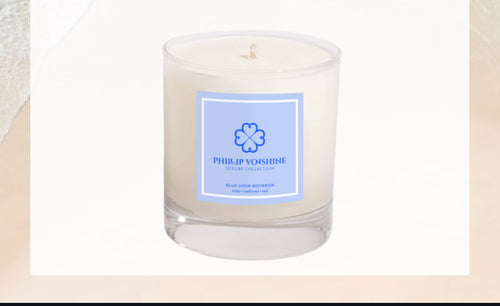 BLUE HOUR BOURBON 8oz Matte Blue Candle – Coconut + Soy Wax | Vacation-Inspired Fragrances