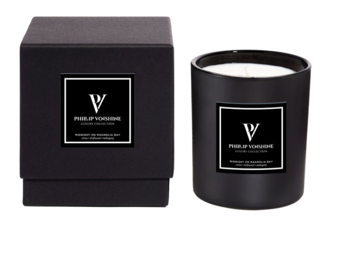 MIDNIGHT ON MAGNOLIA BAY 8oz Matte Black Candle – Coconut + Soy Wax | Vacation-Inspired Fragrances