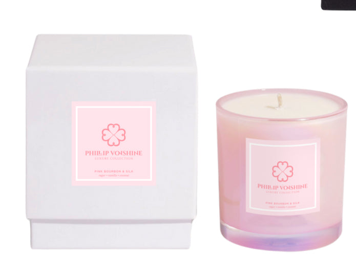 Pink Bourbon & Silk 8oz Matte Pink Candle – Coconut + Soy Wax | Vacation-Inspired Fragrances