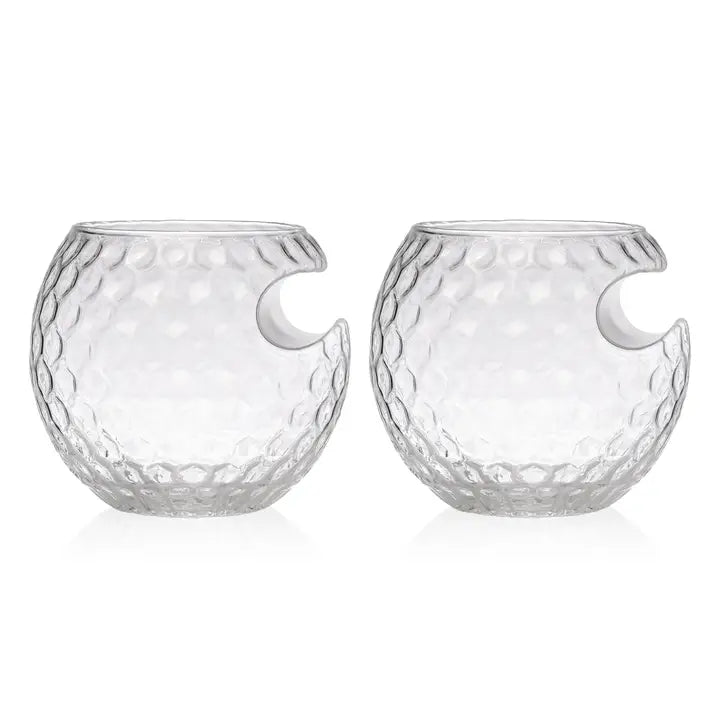 Set of 2 Golf Ball Cigar Glasses – 12.5 oz
