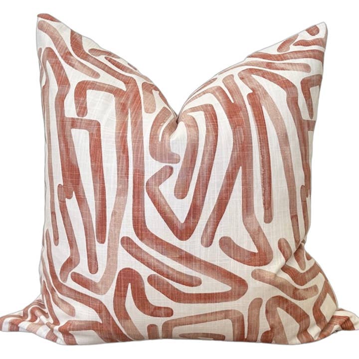 Labyrinth Pillow Cover - Salmon (20x20 or 12x20)