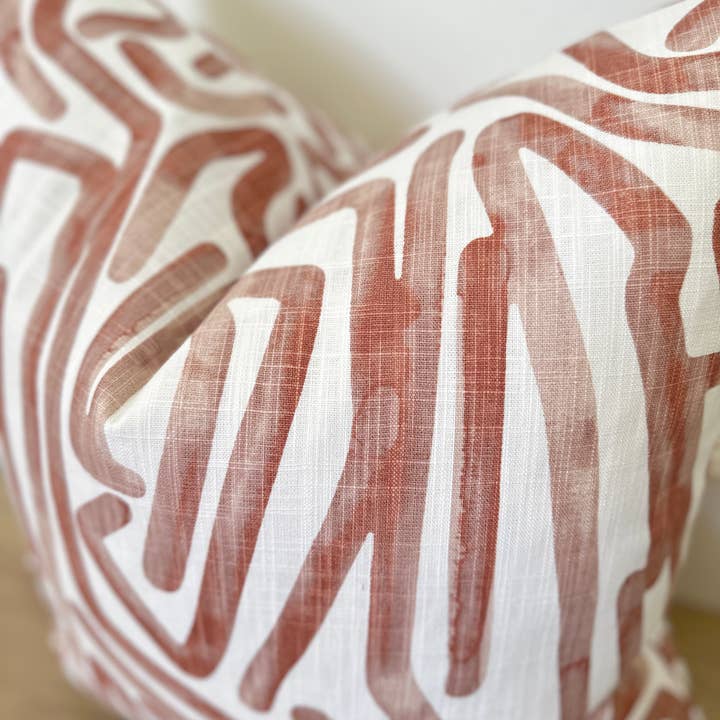 Labyrinth Pillow Cover - Salmon (20x20 or 12x20)