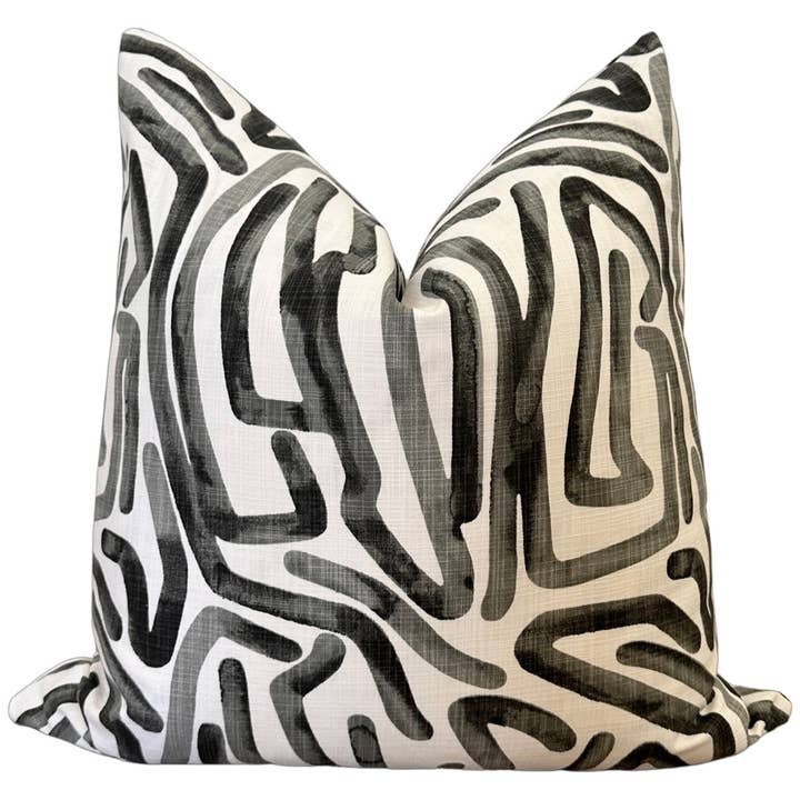 Labyrinth Pillow Cover - Black (20x20 or 12x20)